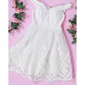 Whimsy white off-shoulder cocktail dress